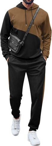 LecGee 2 Piece Men Hoodie Casual Hooded Athletic Tracksui Casual Running Jogging Sport Pants Suit Sets Outfits for men in Saudi Arabia