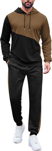 LecGee 2 Piece Men Hoodie Casual Hooded Athletic Tracksui Casual Running Jogging Sport Pants Suit Sets Outfits for men in Saudi Arabia