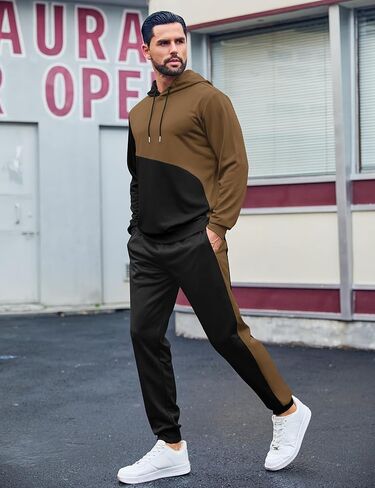 LecGee 2 Piece Men Hoodie Casual Hooded Athletic Tracksui Casual Running Jogging Sport Pants Suit Sets Outfits for men in Saudi Arabia