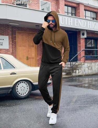 LecGee 2 Piece Men Hoodie Casual Hooded Athletic Tracksui Casual Running Jogging Sport Pants Suit Sets Outfits for men in Saudi Arabia