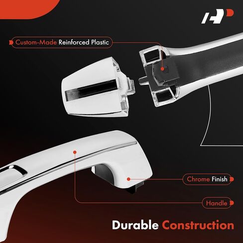 A-Premium Outside Exterior Door Handles Compatible with Hummer H3 2006 2007 2008 2009 2010, Chrome, 5-PC Set, Front and Rear and Cargo in Kuwait