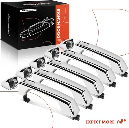 A-Premium Outside Exterior Door Handles Compatible with Hummer H3 2006 2007 2008 2009 2010, Chrome, 5-PC Set, Front and Rear and Cargo in Kuwait