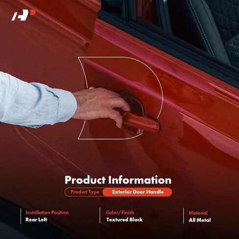 مقبض باب خارجي معدني مطور من جانب السائق الخلفي الأيسر من A-Premium متوافق مع تويوتا كامري، تاكوما، هايلاندر، سيينا، 4 رانر، أفالون ولكزس GX470، RX330، RX350، RX400h، أسود مزخرف in Saudi Arabia