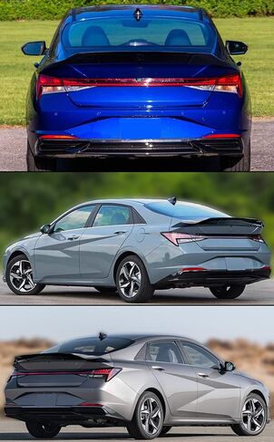 R Style High Kick منقار البط الأسود اللامع غطاء صندوق السيارة جناح سبويلر متوافق مع 2021-2024 Hyundai Elantra in Kuwait