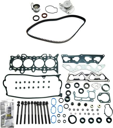 PartsFlow Head Gasket Bolts Set Timing Belt Kit with Water Pump for Honda 2001 2002 2003 2004 2005 Civic EX & 2001 2002 2003 2004 2005 Civic HX 1.7L SOHC ENG Code D17A2 D17A6 OE#14400-PMM-A02 in Saudi Arabia