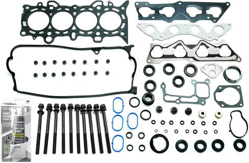 PartsFlow Head Gasket Bolts Set Timing Belt Kit with Water Pump for Honda 2001 2002 2003 2004 2005 Civic EX & 2001 2002 2003 2004 2005 Civic HX 1.7L SOHC ENG Code D17A2 D17A6 OE#14400-PMM-A02 in Saudi Arabia