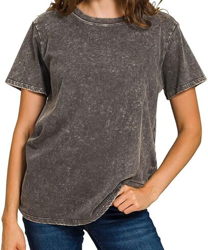 Dreamer P Women’s Short Sleeve V Neck Mineral Wash Cotton T Shirt Top Blouse Tunic S-3XL in Saudi Arabia
