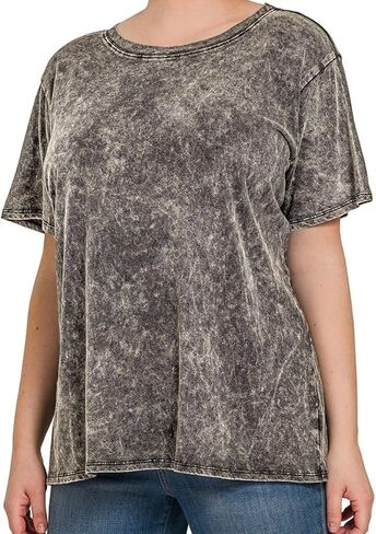 Dreamer P Women’s Short Sleeve V Neck Mineral Wash Cotton T Shirt Top Blouse Tunic S-3XL in Saudi Arabia