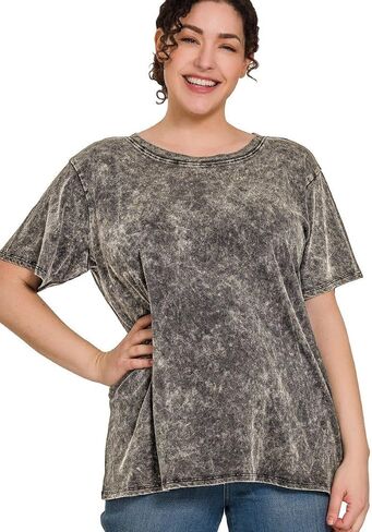Dreamer P Women’s Short Sleeve V Neck Mineral Wash Cotton T Shirt Top Blouse Tunic S-3XL in Saudi Arabia