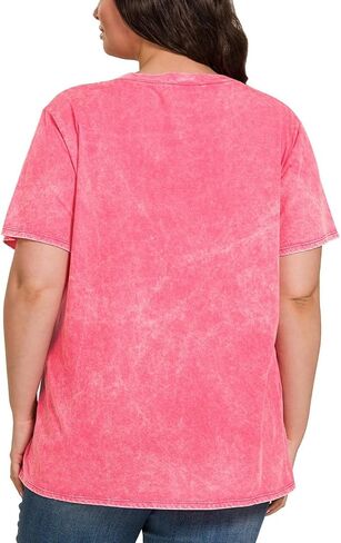 Dreamer P Women’s Short Sleeve V Neck Mineral Wash Cotton T Shirt Top Blouse Tunic S-3XL in Saudi Arabia
