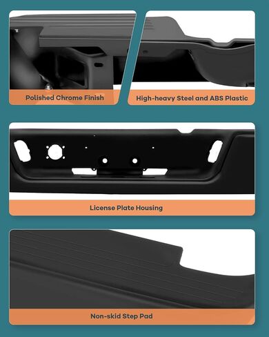 FINDAUTO Texture Black Rear Step Bumper fit for 2002-2009 for Dodge Ram 2500 3500 Back Bumpers without Parking Sensor Holes in Saudi Arabia