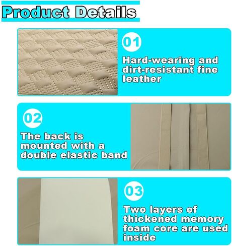 Car Center Console Cover with Storage Pocket, Waterproof Leather Car Armrest Cover Cushion Pad Distributes Elbow Stress, Non-Slip Middle Console Storage Box Covers for Most Vehicles (Beige) in Saudi Arabia
