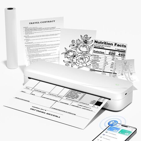 Memoqueen M833 Portable Printer Wireless for Travel Inkless Thermal Printer Support 8.5'' x 11'' US Letter & A4 Thermal Paper, Bluetooth Wireless Printer for Phone & Laptop for Office, School, Home in Kuwait