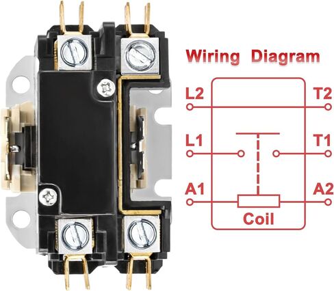 موصل محرك HVAC، HSJL-40/2، قطبين، 40 أمبير، ملف 24VAC 50/60 هرتز، لمكيف الهواء، المضخة الحرارية، أنظمة التبريد، مدرج في قائمة UL in Saudi Arabia