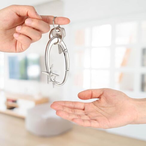 Star Carabiner، سلسلة مفاتيح Y2K كبيرة جدًا لامعة من الكروم Karibiner Caribiner معدنية لامعة حلقة مفاتيح مشبك مشبك مشبك حامل خطاف Y2K إكسسوارات للرجال والنساء ومفاتيح السيارة وحقيبة يد وحقيبة يد in Saudi Arabia