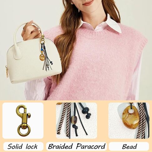 Beads And Braided Rope Bag Charms Boho Purse Charms Car Key Chain Wallet Keychain Accessories For Women in Kuwait