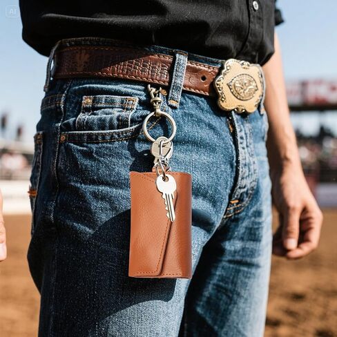 محفظة جلدية للمفاتيح، حامل مفاتيح على شكل سلسلة مفاتيح مع 6 خطافات مشبكية للتعليق، حامل بطاقات لحمل العملات المعدنية للجنسين in Kuwait