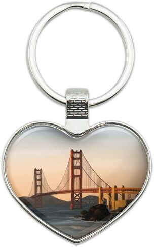 Golden Gate Bridge San Francisco Keychain Heart Love Metal Key Chain Ring in Saudi Arabia