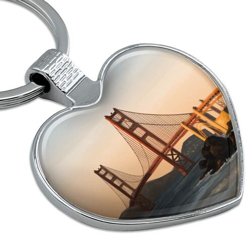 Golden Gate Bridge San Francisco Keychain Heart Love Metal Key Chain Ring in Saudi Arabia