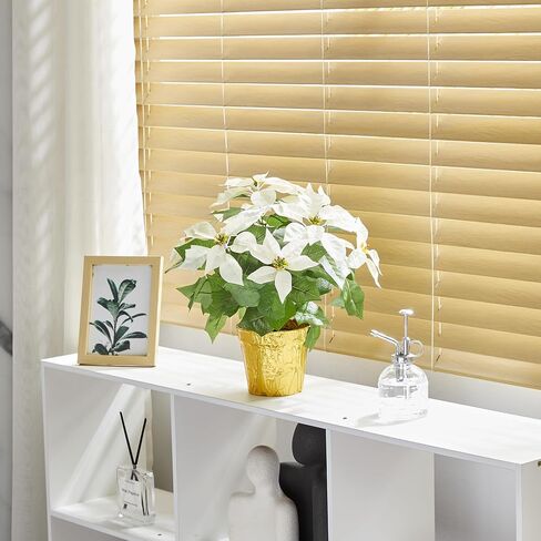 365 Blooming Decor 15" Potted Artificial White Poinsettia Flower in Golden Foil - Luxury Handmade 7 Flower Head Pre-Assembled White Christmas Flowers for Christmas Decor Front Doors Hallways in Saudi Arabia