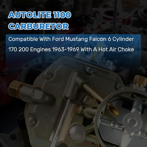 مكربن ​​Autolite 1100 لسيارة فورد موستانج فالكون 170 200 Cid مضمنة 6 سلندر محركات 1963 1964 1965 1966 1967 1968 1969 in Saudi Arabia