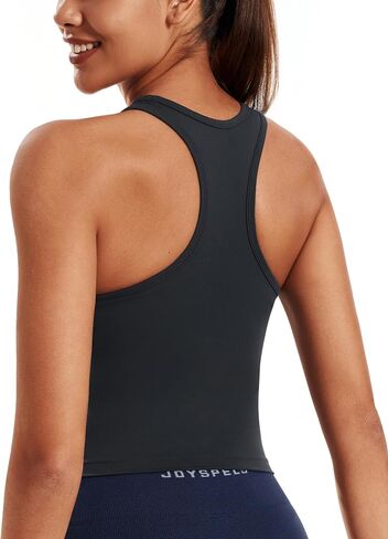Smooth Workout Tops for Women Yoga Racerback Longline Padded Workout Tank Tops with Built in Bra in Kuwait