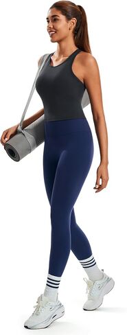 Smooth Workout Tops for Women Yoga Racerback Longline Padded Workout Tank Tops with Built in Bra in Kuwait