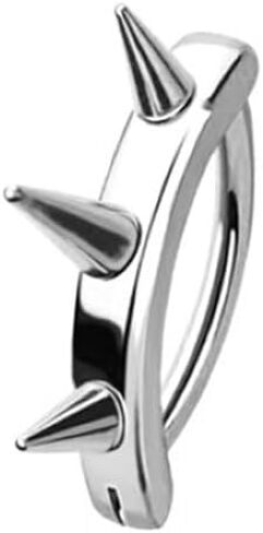 Pierced Owl 14GA 316L Stainless Steel Spike Lined Hinged Curved Bar Belly Button Ring in Saudi Arabia