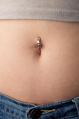 Pierced Owl 14GA 316L Stainless Steel Spike Lined Hinged Curved Bar Belly Button Ring in Saudi Arabia