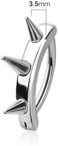 Pierced Owl 14GA 316L Stainless Steel Spike Lined Hinged Curved Bar Belly Button Ring in Saudi Arabia