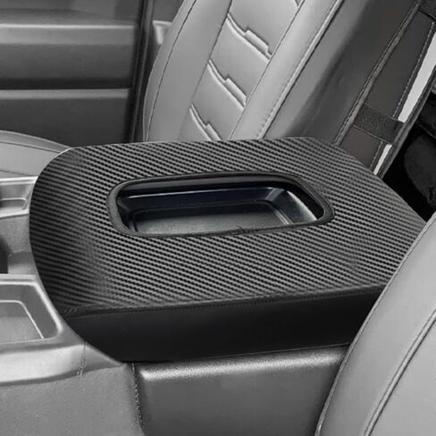 غطاء وحدة التحكم المركزية مناسب لـ 2019-2024 Chevy Silverado & GMC Sierra Jump Seat Console Armrest Cover غطاء جلدي لمسند الذراع غطاء متين لوحدة التحكم (أسود غير لامع) in Kuwait