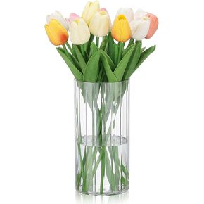 Suream Flower Vase, 7.8 Inch Tall Plastic Cylinder Vases for Centerpieces, Hurricane Candle Holder for Wedding Party Home Table Decor in Kuwait