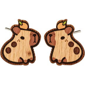 Wood Stud Earrings for Women Handmade Wooden Jewelry Gifts Quirky Cute Stud Hypoallergenic Earring in Saudi Arabia