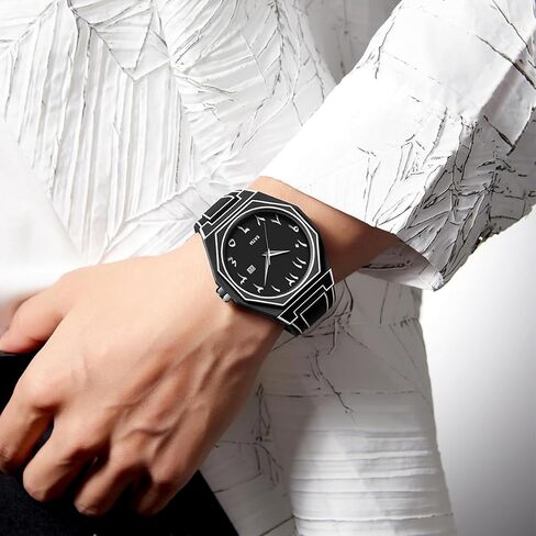 Mens Watch Sketch Simple Minimalist Watches Dress Unique Wrist Watch Waterproof Sport Fashion Cool Casual Anime Analog Watches for Men Calendar Date in Saudi Arabia