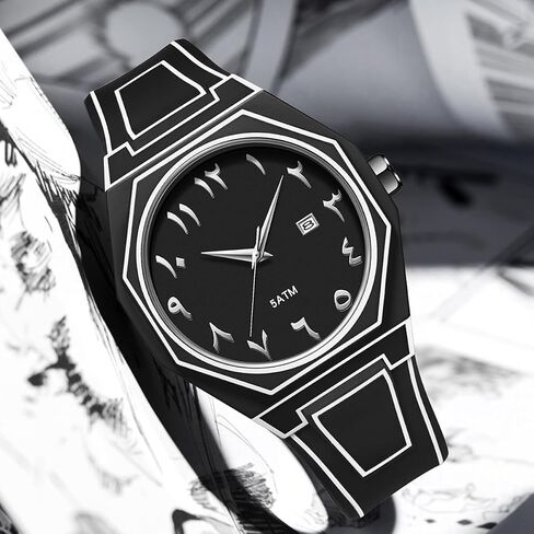 Mens Watch Sketch Simple Minimalist Watches Dress Unique Wrist Watch Waterproof Sport Fashion Cool Casual Anime Analog Watches for Men Calendar Date in Saudi Arabia