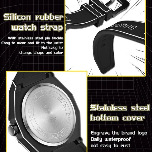 Mens Watch Sketch Simple Minimalist Watches Dress Unique Wrist Watch Waterproof Sport Fashion Cool Casual Anime Analog Watches for Men Calendar Date in Saudi Arabia