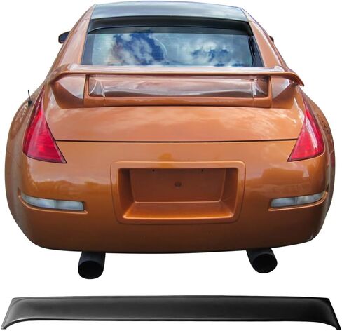IKON MOTORSPORTS, Roof Spoiler Compatible with 2003-2008 Nissan 350Z Coupe, CFL Carbon Fiber Print PP Polypropylene Rear Window Visor Roof Lip Spoiler Wing, 2004 2005 2006 2007 in Saudi Arabia