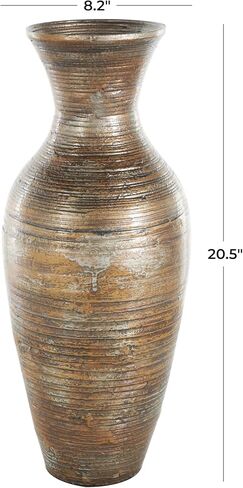 Deco 79 Bamboo Wood Decorative Vase Antique Inspired Pot Centerpiece Vase, Vase for Home Decoration 8" x 8" x 21", Brown in Saudi Arabia