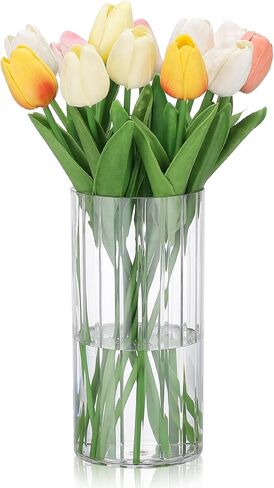 Suream Flower Vase, 7.8 Inch Tall Plastic Cylinder Vases for Centerpieces, Hurricane Candle Holder for Wedding Party Home Table Decor in Kuwait