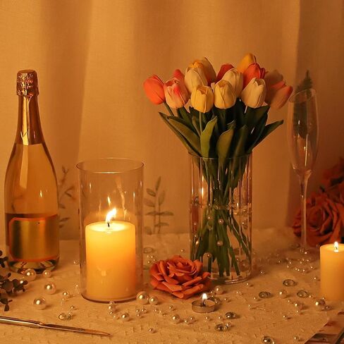 Suream Flower Vase, 7.8 Inch Tall Plastic Cylinder Vases for Centerpieces, Hurricane Candle Holder for Wedding Party Home Table Decor in Kuwait