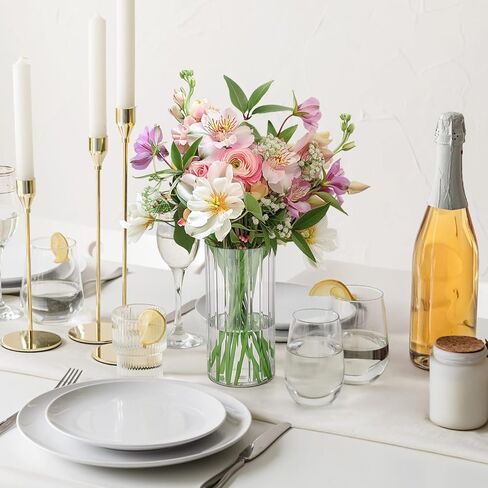 Suream Flower Vase, 7.8 Inch Tall Plastic Cylinder Vases for Centerpieces, Hurricane Candle Holder for Wedding Party Home Table Decor in Kuwait