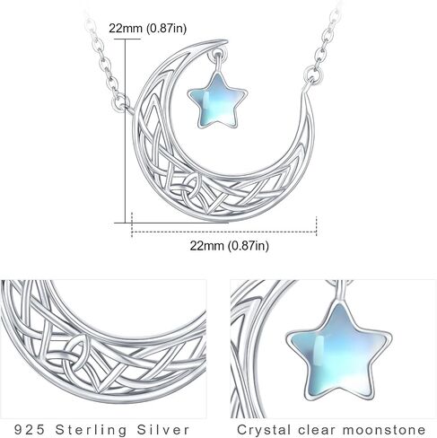 TUGHRA Moon and Star Choker Necklace Sterling Silver Moonstone Necklace for Women Cute Necklace for Teen Trendy Star Necklace Choker Adjustable, 14"+2" in Saudi Arabia