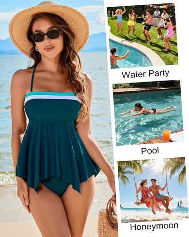 Jolefille حمالة 2 قطعة Tankini المايوه للنساء البطن التحكم عالية الخصر لباس سباحة متواضع لباس سباحة 2025 in Kuwait