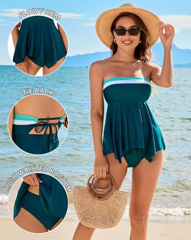 Jolefille حمالة 2 قطعة Tankini المايوه للنساء البطن التحكم عالية الخصر لباس سباحة متواضع لباس سباحة 2025 in Kuwait