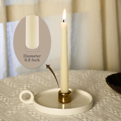 24 Pack Beeswax Taper Candles in Bulk 8 inch Tall - All Natural, 100% Pure Unscented Bee Wax Candle, Dripless, 5 Hours Burnning Time -Yellow in Kuwait