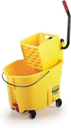 Rubbermaid Commercial 35Qt WaveBrake 2.0 Side-Press Mopping Bucket and Wringer with Foot Pedal Drain, Yellow, (2031764) in Saudi Arabia