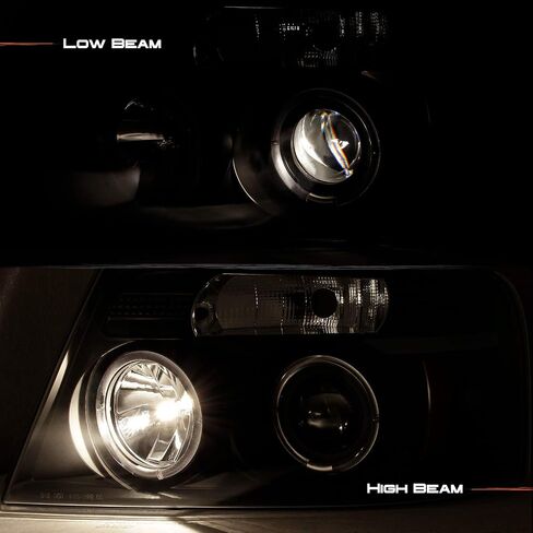 AKKON - لـ 04-08 Ford F150 F-150 بيك اب إطار أسود مزدوج هالو LED G2 المصابيح الأمامية لجهاز العرض استبدال المصابيح الأمامية in Saudi Arabia