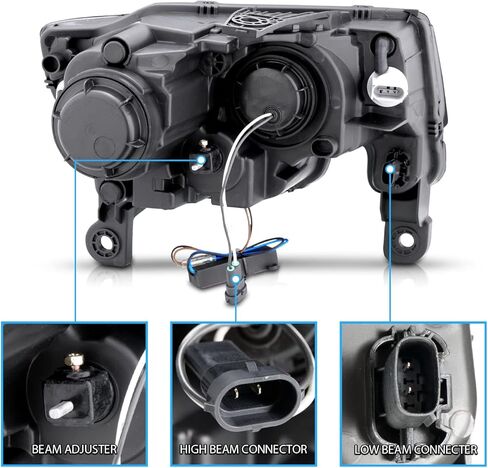 AmeriLite for 2017-2022 Jeep Grand Cherokee Switchback LED Bar Square Projector Black Headlights Assembly Set- Passenger and Driver Side in Saudi Arabia