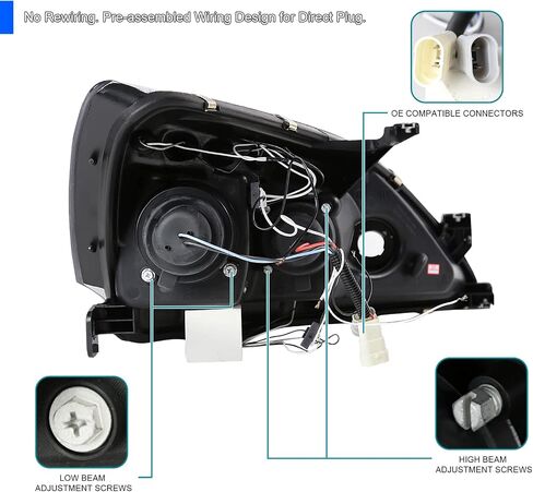 SPEC-D TUNING Halo Projector Headlights LED Black Compatible with 2003-2007 Honda Accord 2/4Dr, Left + Right Pair Headlamps Assembly in Saudi Arabia
