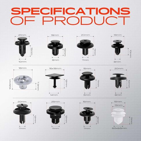 A-Premium 117 PCS (12 Sizes) Car Retainer Clips Kit Compatible with Subaru Forester 2014-2023 Front Bumper Fender Liner Cowl Grille Auto Push Pin Plastic Rivet Fastener Replacement Set, w/Removal Tool in Saudi Arabia
